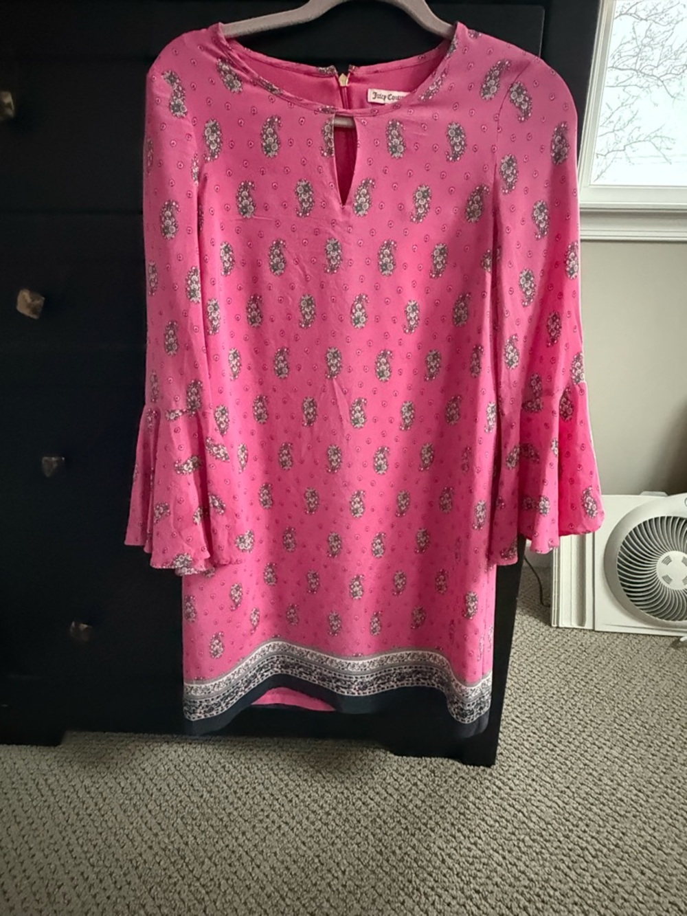 Juicy Couture Hot Pink Paisley Border Shift Dress 4